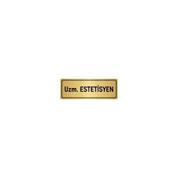 Özarslan Dizayn Departman Kapı İsimliği Estetisyen 7x20 cm Altın Renk Metal Yönlendirme Levhası