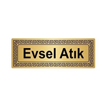 Özarslan Dizayn Departman Kapı İsimliği Evsel Atık 7x20 cm Altın Renk Metal Yönlendirme Levhası