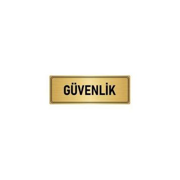 Özarslan Dizayn Departman Kapı İsimliği Güvenlik 10x20 cm Altın Renk Metal Yönlendirme Levhası