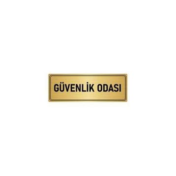 Özarslan Dizayn Departman Kapı İsimliği Güvenlik Odası 10x20 cm Altın Renk Metal Yönlendirme Levhası