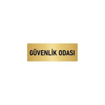 Özarslan Dizayn Departman Kapı İsimliği Güvenlik Odası 10x20 cm Altın Renk Metal Yönlendirme Levhası