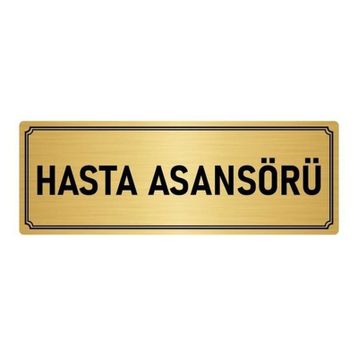 Özarslan Dizayn Departman Kapı İsimliği Hasta Asansörü 5x20 cm Altın Renk Metal Yönlendirme Levhası