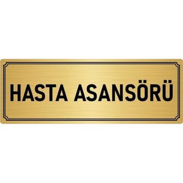Özarslan Dizayn Departman Kapı İsimliği Hasta Asansörü 5x20 cm Altın Renk Metal Yönlendirme Levhası