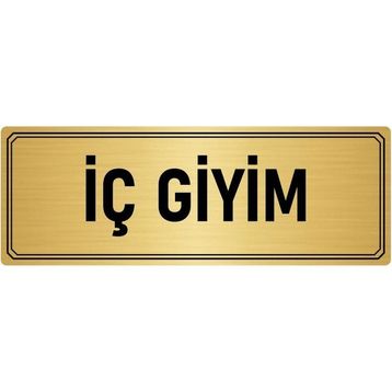 Özarslan Dizayn Departman Kapı İsimliği İç Giyim 10x20 cm Altın Renk Metal Yönlendirme Levhası