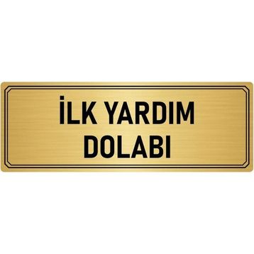 Özarslan Dizayn Departman Kapı İsimliği İlk Yardım Dolabı 10x20 cm Altın Renk Metal Yönlendirme Levhası