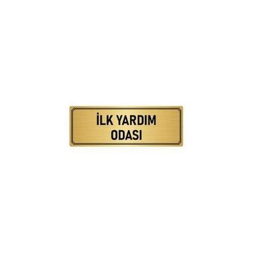 Özarslan Dizayn Departman Kapı İsimliği İlk Yardım Odası 5x20 cm Altın Renk Metal Yönlendirme Levhası