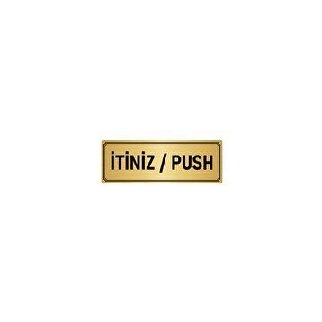 Özarslan Dizayn Departman Kapı İsimliği İtiniz / Push 5x20 cm Altın Renk Metal Yönlendirme Levhası