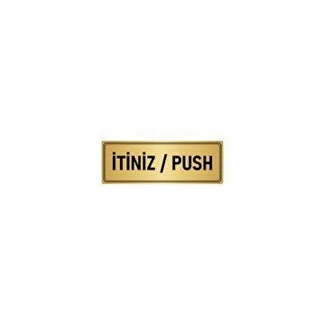 Özarslan Dizayn Departman Kapı İsimliği İtiniz / Push 5x20 cm Altın Renk Metal Yönlendirme Levhası