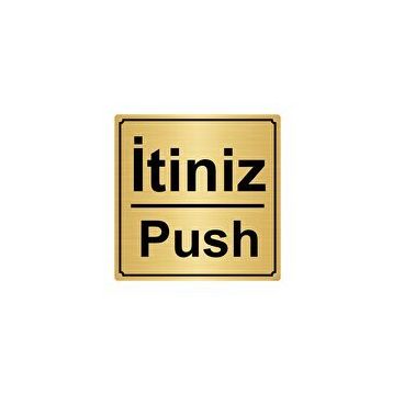 Özarslan Dizayn Departman Kapı İsimliği İtiniz / Push 7x20 cm Altın Renk Metal Yönlendirme Levhası