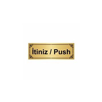 Özarslan Dizayn Departman Kapı İsimliği İtiniz / Push 7x20 cm Altın Renk Metal Yönlendirme Levhası