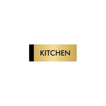 Özarslan Dizayn Departman Kapı İsimliği Kitchen 10x20 cm Altın Renk Metal Yönlendirme Levhası