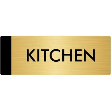 Özarslan Dizayn Departman Kapı İsimliği Kitchen 10x20 cm Altın Renk Metal Yönlendirme Levhası