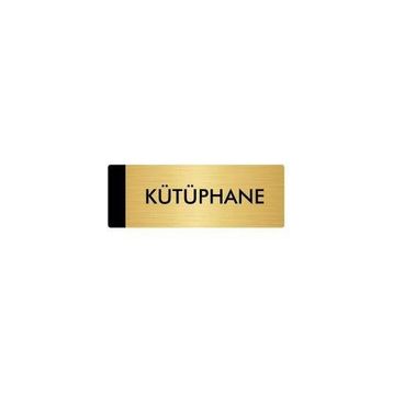 Özarslan Dizayn Departman Kapı İsimliği Kütüphane 5x20 cm Altın Renk Metal Yönlendirme Levhası