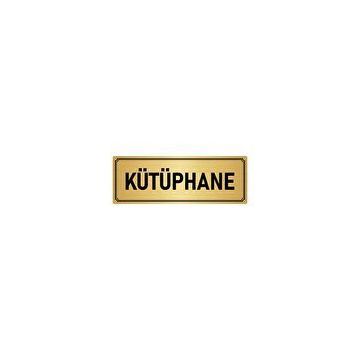 Özarslan Dizayn Departman Kapı İsimliği Kütüphane 7x20 cm Altın Renk Metal Yönlendirme Levhası