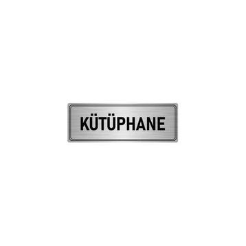 Özarslan Dizayn Departman Kapı İsimliği Kütüphane 7x20 cm Gümüş Renk Metal Yönlendirme Levhası
