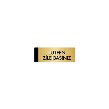 Özarslan Dizayn Departman Kapı İsimliği Lütfen Zile Basınız 5x20 cm Altın Renk Metal Yönlendirme Levhası