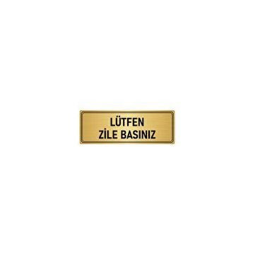 Özarslan Dizayn Departman Kapı İsimliği Lütfen Zile Basınız 5x20 cm Altın Renk Metal Yönlendirme Levhası