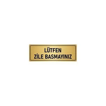 Özarslan Dizayn Departman Kapı İsimliği Lütfen Zile Basmayınız 10x20 cm Altın Renk Metal Yönlendirme Levhası