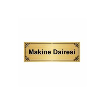 Özarslan Dizayn Departman Kapı İsimliği Makine Dairesi 7x20 cm Altın Renk Metal Yönlendirme Levhası
