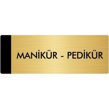Özarslan Dizayn Departman Kapı İsimliği Manikür Pedikür 10x20 cm Altın Renk Metal Yönlendirme Levhası