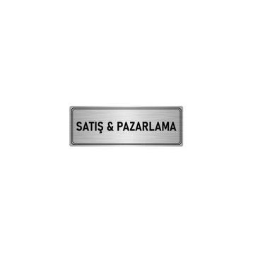 Özarslan Dizayn Departman Kapı İsimliği Pazarlama 5x20 cm Gümüş Renk Metal Yönlendirme Levhası