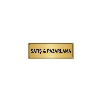 Özarslan Dizayn Departman Kapı İsimliği Pazarlama 7x20 cm Altın Renk Metal Yönlendirme Levhası