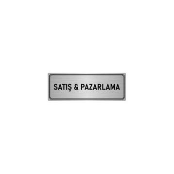 Özarslan Dizayn Departman Kapı İsimliği Pazarlama 7x20 cm Gümüş Renk Metal Yönlendirme Levhası