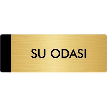 Özarslan Dizayn Departman Kapı İsimliği Su Odası 5x20 cm Altın Renk Metal Yönlendirme Levhası