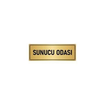 Özarslan Dizayn Departman Kapı İsimliği Sunucu Odası 10x20 cm Altın Renk Metal Yönlendirme Levhası
