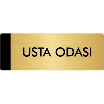 Özarslan Dizayn Departman Kapı İsimliği Usta Odası 10x20 cm Altın Renk Metal Yönlendirme Levhası