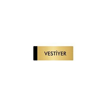Özarslan Dizayn Departman Kapı İsimliği Vestiyer 7x20 cm Altın Renk Metal Yönlendirme Levhası