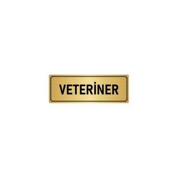 Özarslan Dizayn Departman Kapı İsimliği Veteriner 10x20 cm Altın Renk Metal Yönlendirme Levhası