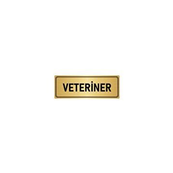Özarslan Dizayn Departman Kapı İsimliği Veteriner 10x20 cm Altın Renk Metal Yönlendirme Levhası