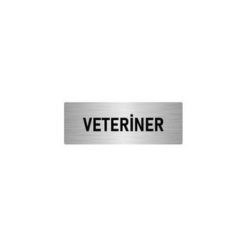 Özarslan Dizayn Departman Kapı İsimliği Veteriner 10x20 cm Gümüş Renk Metal Yönlendirme Levhası