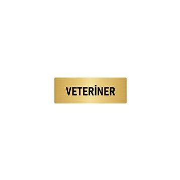 Özarslan Dizayn Departman Kapı İsimliği Veteriner 7x20 cm Altın Renk Metal Yönlendirme Levhası
