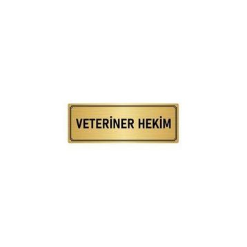 Özarslan Dizayn Departman Kapı İsimliği Veteriner Hekim 7x20 cm Altın Renk Metal Yönlendirme Levhası