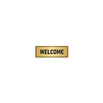 Özarslan Dizayn Departman Kapı İsimliği Welcome 5x20 cm Altın Renk Metal Yönlendirme Levhası
