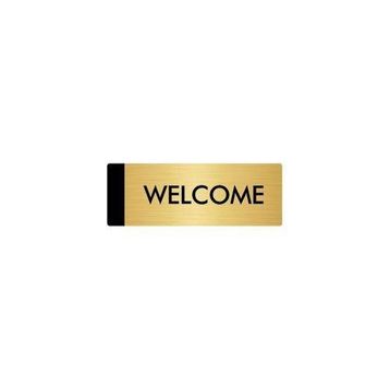 Özarslan Dizayn Departman Kapı İsimliği Welcome 5x20 cm Altın Renk Metal Yönlendirme Levhası