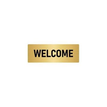 Özarslan Dizayn Departman Kapı İsimliği Welcome 7x20 cm Altın Renk Metal Yönlendirme Levhası