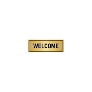 Özarslan Dizayn Departman Kapı İsimliği Welcome 7x20 cm Altın Renk Metal Yönlendirme Levhası