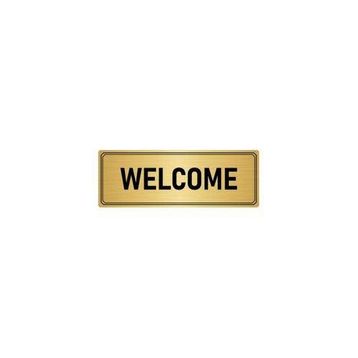 Özarslan Dizayn Departman Kapı İsimliği Welcome 7x20 cm Altın Renk Metal Yönlendirme Levhası