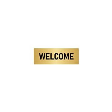 Özarslan Dizayn Departman Kapı İsimliği Welcome 7x20 cm Altın Renk Metal Yönlendirme Levhası