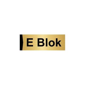 Özarslan Dizayn E Blok 10x20 cm Altın Renk Metal Yönlendirme Levhası