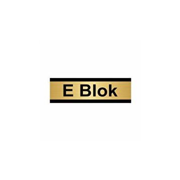 Özarslan Dizayn E Blok 10x20 cm Altın Renk Metal Yönlendirme Levhası
