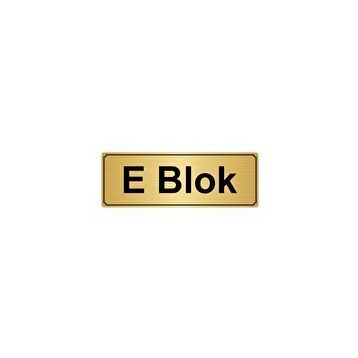 Özarslan Dizayn E Blok 10x20 cm Altın Renk Metal Yönlendirme Levhası