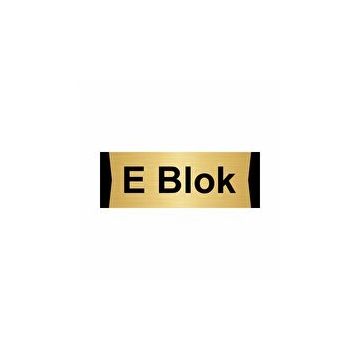 Özarslan Dizayn E Blok 10x20 cm Altın Renk Metal Yönlendirme Levhası