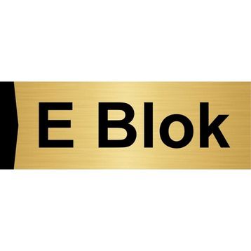 Özarslan Dizayn E Blok 10x20 cm Altın Renk Metal Yönlendirme Levhası