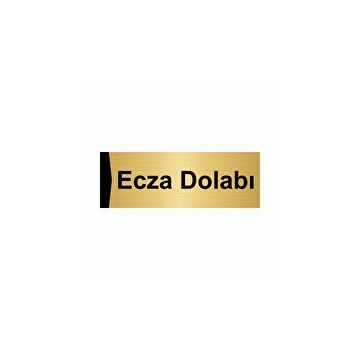 Özarslan Dizayn Ecza Dolabı 10x20 cm Altın Renk Metal Yönlendirme Levhası