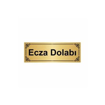 Özarslan Dizayn Ecza Dolabı 7x20 cm Altın Renk Metal Yönlendirme Levhası
