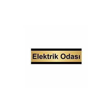 Özarslan Dizayn Elektrik Odası 7x20 cm Altın Renk Metal Yönlendirme Levhası